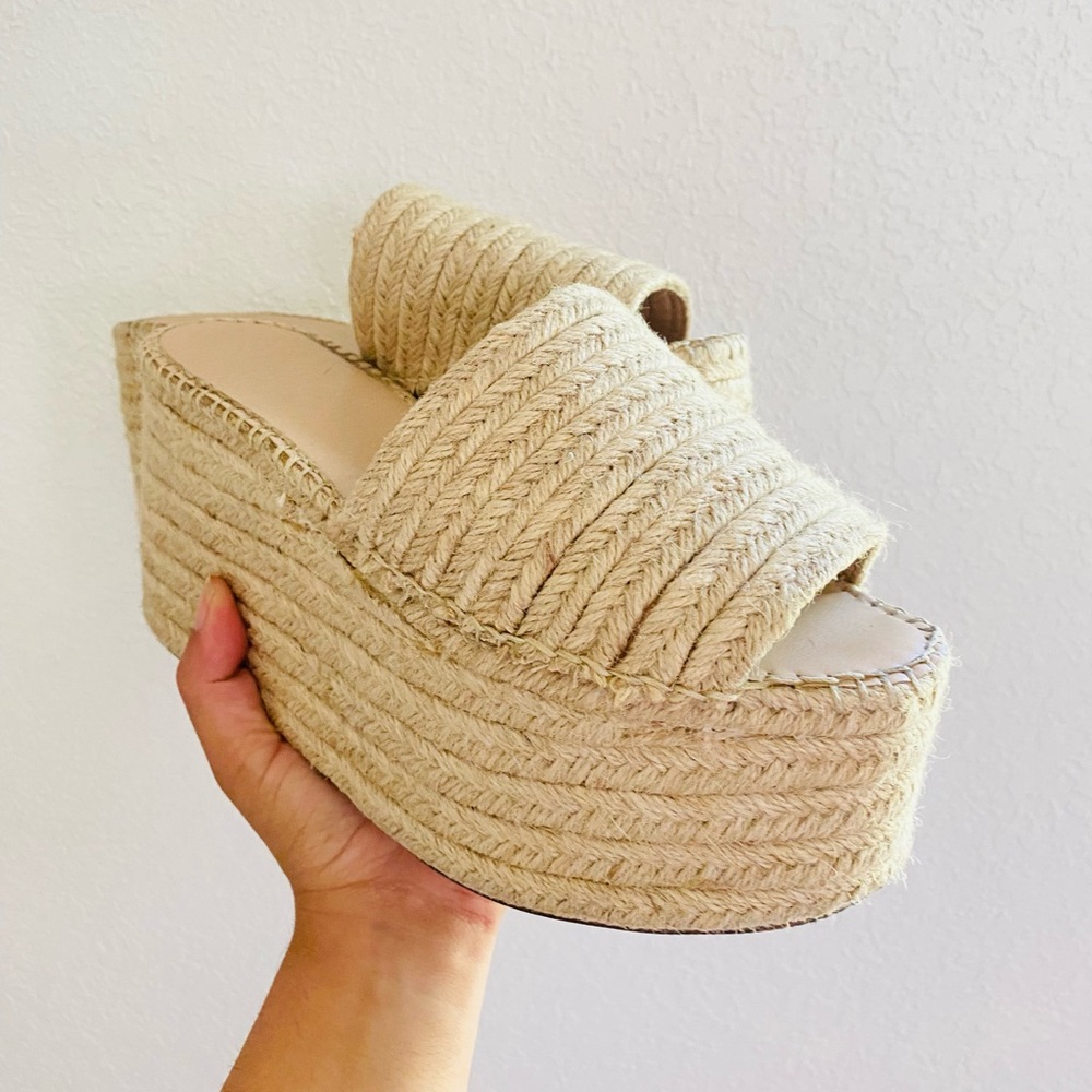 Platform Wedge Espadrille Sandals Tan 90s 2000s